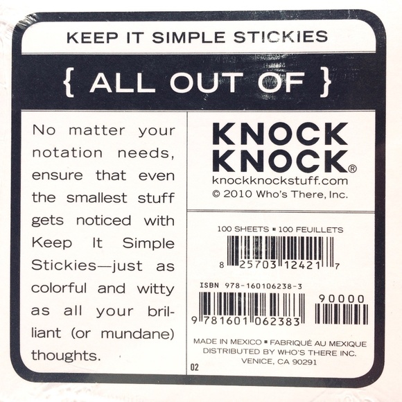 Knock Knock “All Out Of" Sticky Notes 100 Sheets purple square - Picture 2 of 2